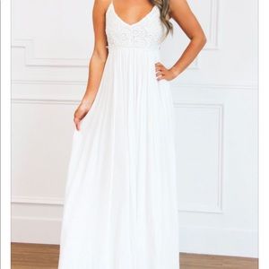 White embroidered backless maxi dress